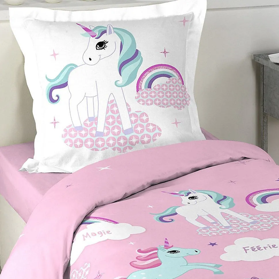 Housse de couette 140x200 Licorne + 1 taie coton