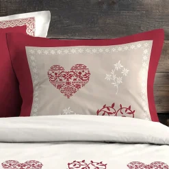 Housse de couette 240x220 MODANE ROUGE + 2 taies coton 57 fils