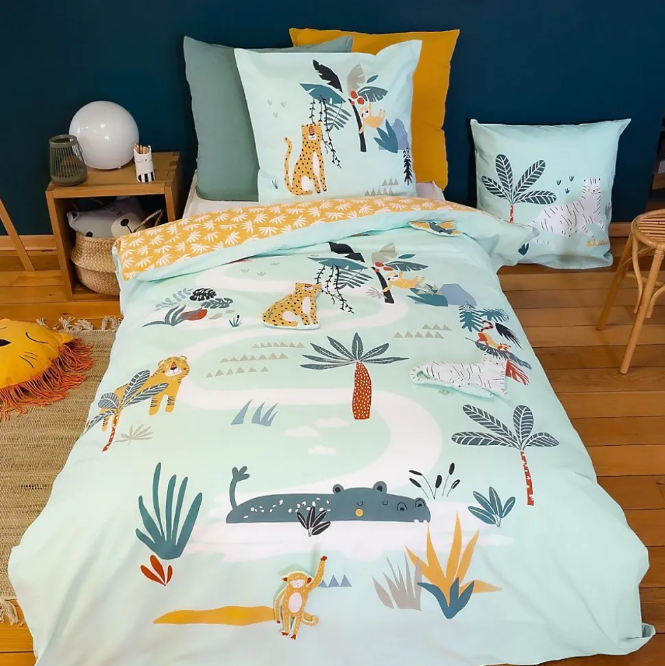 Housse de couette 140x200 réversible + 1 taie JUNGLE MANIA