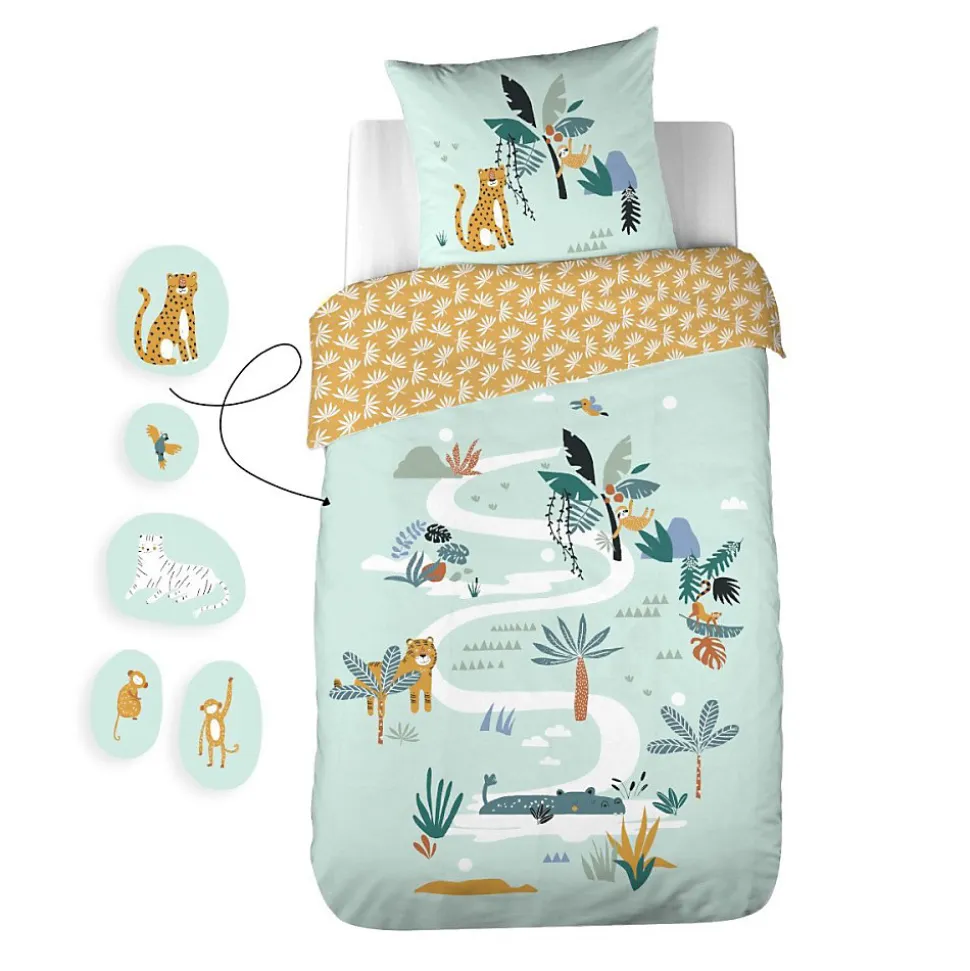 Housse de couette 140x200 réversible + 1 taie JUNGLE MANIA