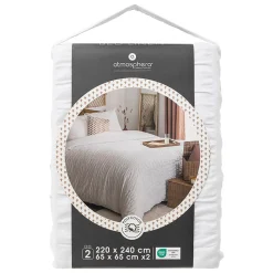 Housse de couette 240x220 Seersuck + 2 taies polycoton