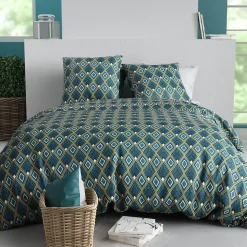 Housse de couette 260x240 TRISKA + 2 taies coton 57 fils