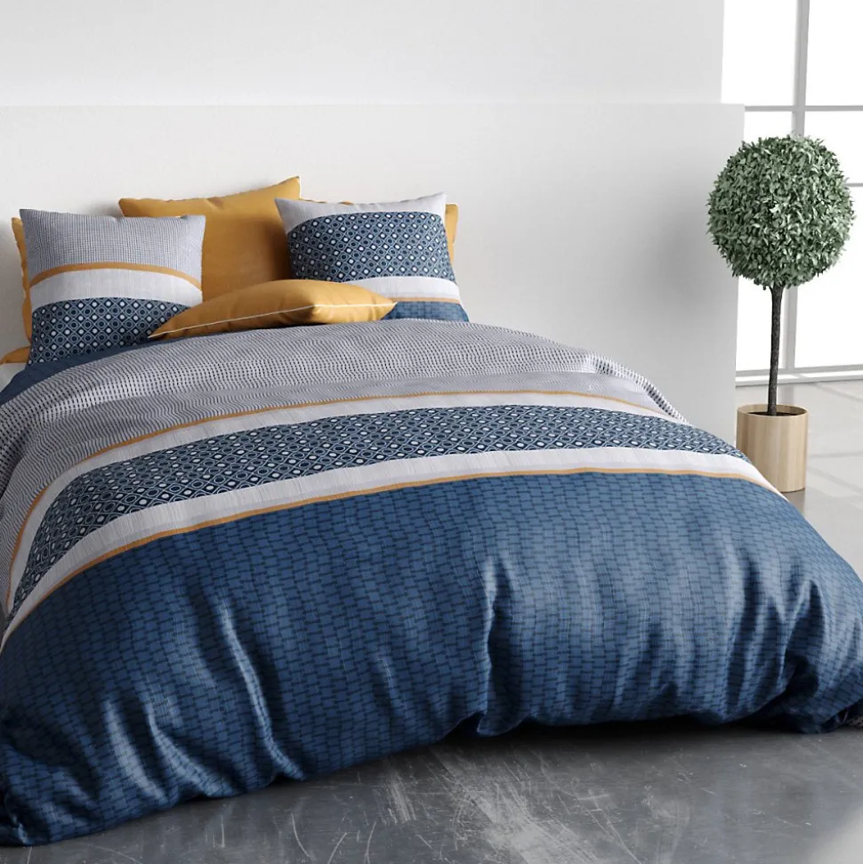 Housse de couette 260x240 ZANTE + 2 taies coton 57 fils