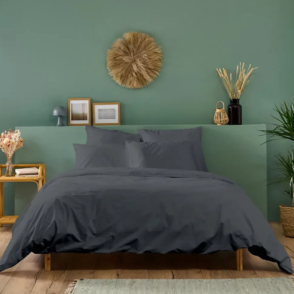 Housse de couette 140x200cm Parure COTON Anthracite