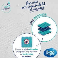 Housse intégrale matelas - Anti-Punaise de lit - Fermeture à glissière - Sans traitement chimique - Ep. Jusqu'à 25 cm