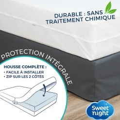 Housse intégrale matelas imperméable - Anti-Punaise de lit et Anti-acariens - Sans traitement chimique - Ep. jusqu'à 30 cm