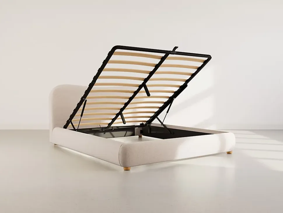 Hugo - lit coffre - 160x200 cm - en velours texturé - Best Mobilier