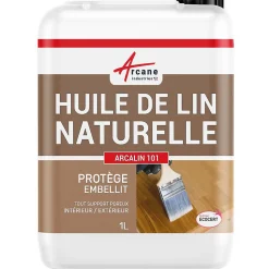 Huile de lin naturelle pour bois intérieur, extérieur, terrasse, parquet, - 1 L - ARCANE INDUSTRIES