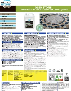 Hydrofuge Travertin & Terrasse - Imperméabilisant Oléofuge Pierre Naturelle, Béton Protection Longue Durée Int/Ext 5L (100m²)