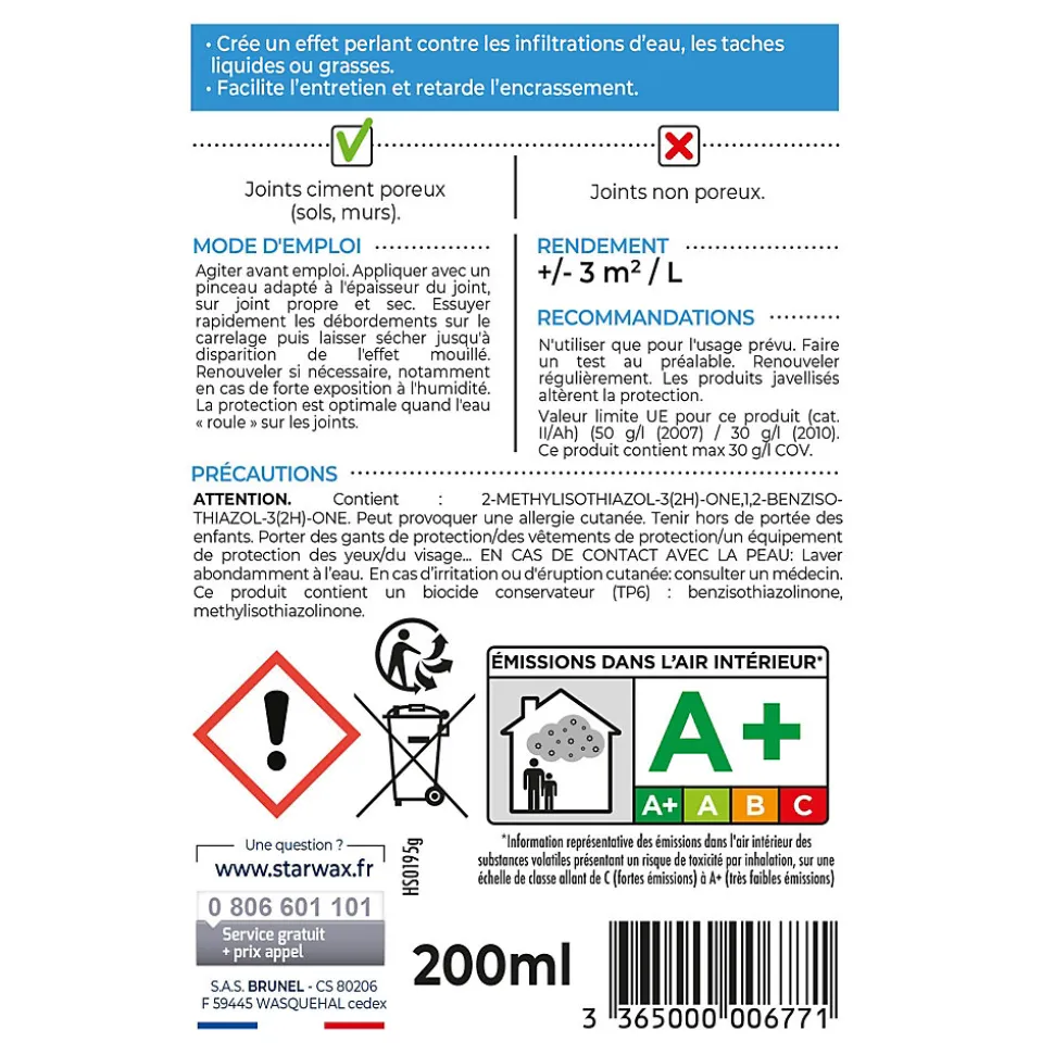 Imperméabilisant joints de carrelage Starwax 200ml
