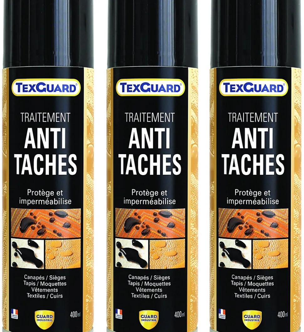 Imperméabilisant Tissu et Cuir Antitache TEXGUARD 3 Aérosols Velours Hydrofuge Incolore et Invisible Canapé Tapis Rideau Moquette