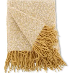 Jeté de canapé à motif chevrons Toby 170x130 cm Jaune et blanc