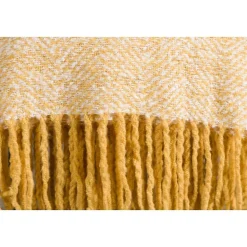 Jeté de canapé à motif chevrons Toby 170x130 cm Jaune et blanc