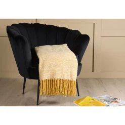 Jeté de canapé à motif chevrons Toby 170x130 cm Jaune et blanc