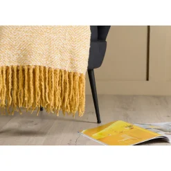 Jeté de canapé à motif chevrons Toby 170x130 cm Jaune et blanc