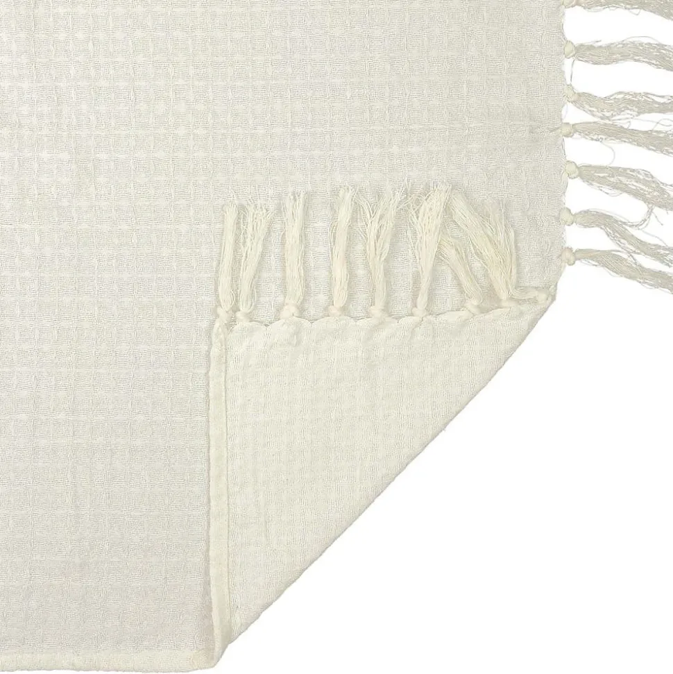 Jeté de canapé en coton gaufré 170x250 cm Ivoire