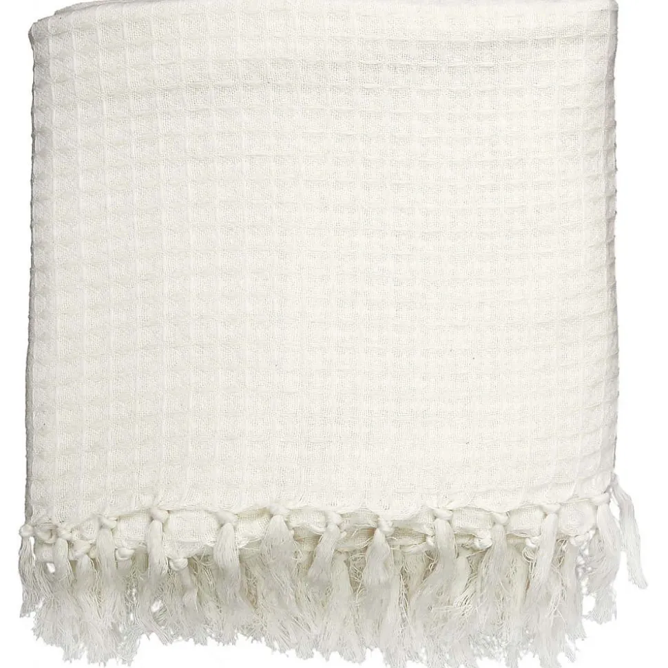 Jeté de canapé en coton gaufré 170x250 cm Ivoire
