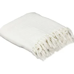 Jeté de canapé en coton gaufré 170x250 cm Ivoire