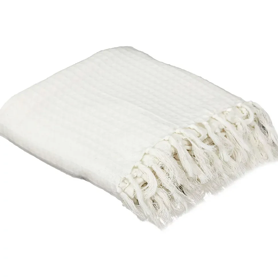 Jeté de canapé en coton gaufré 170x250 cm Ivoire