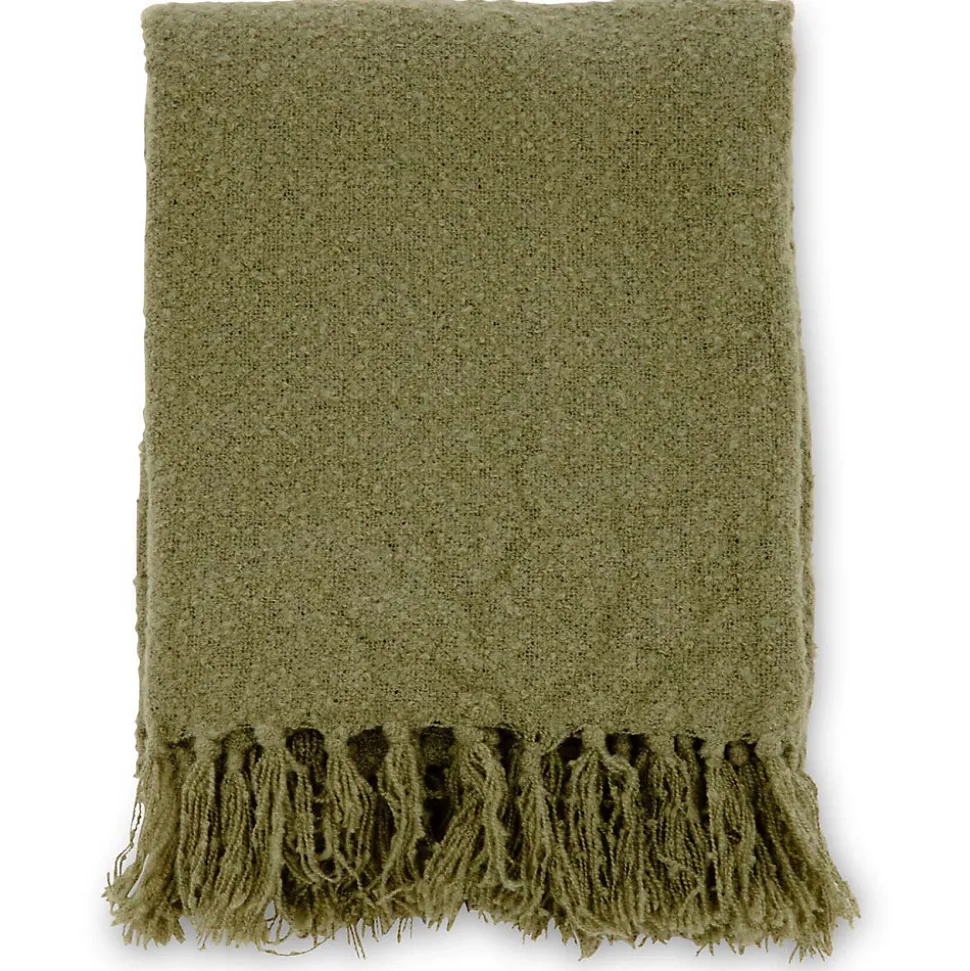 Jeté de canapé en polyester avec pampilles Stanly 170x130 cm Vert