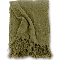 Jeté de canapé en polyester avec pampilles Stanly 170x130 cm Vert