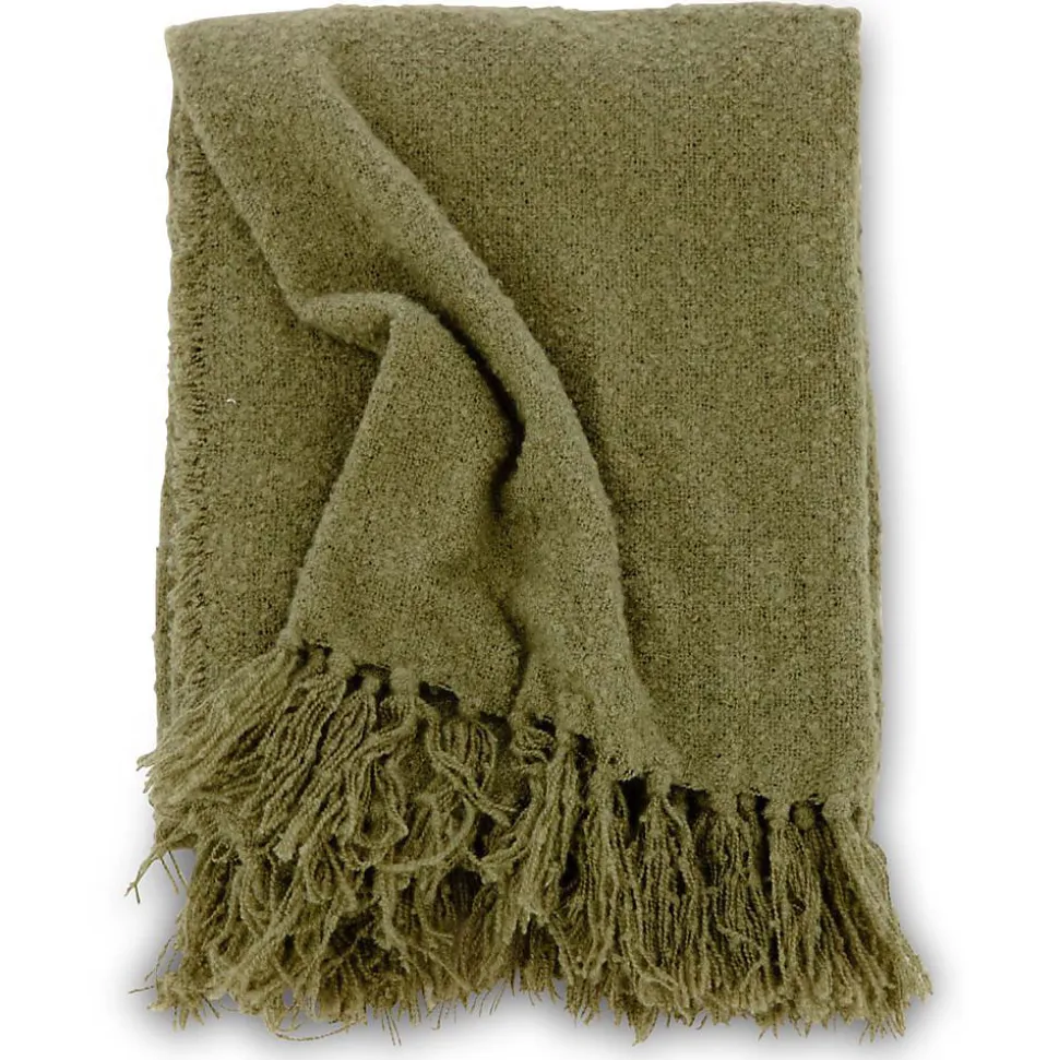 Jeté de canapé en polyester avec pampilles Stanly 170x130 cm Vert
