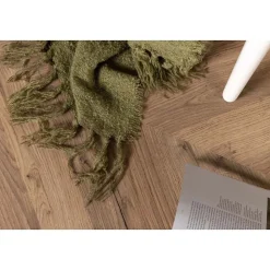 Jeté de canapé en polyester avec pampilles Stanly 170x130 cm Vert