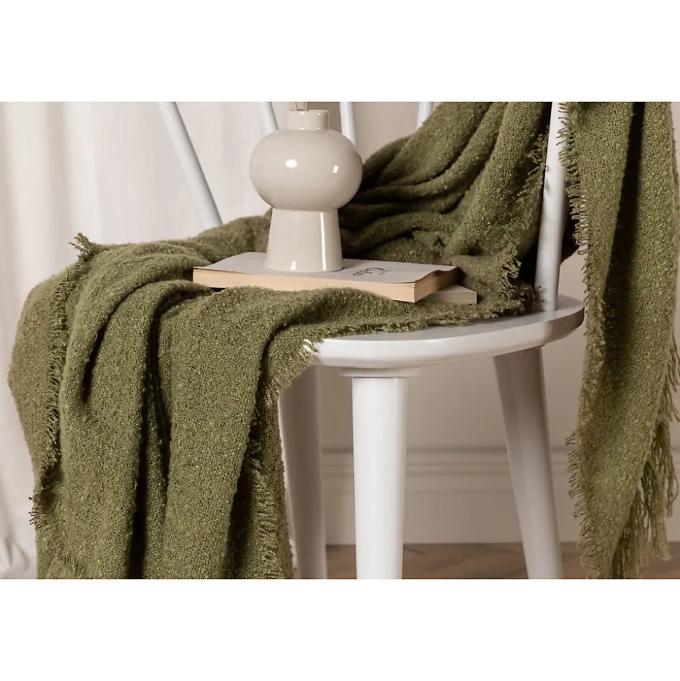 Jeté de canapé en polyester avec pampilles Stanly 170x130 cm Vert