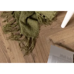 Jeté de canapé en polyester avec pampilles Stanly 170x130 cm Vert