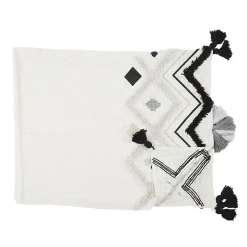 Jeté de canapé ethnique tufté noir 130x150 cm