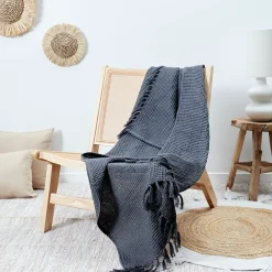 Jeté de canapé gaufré en coton 130x160 cm