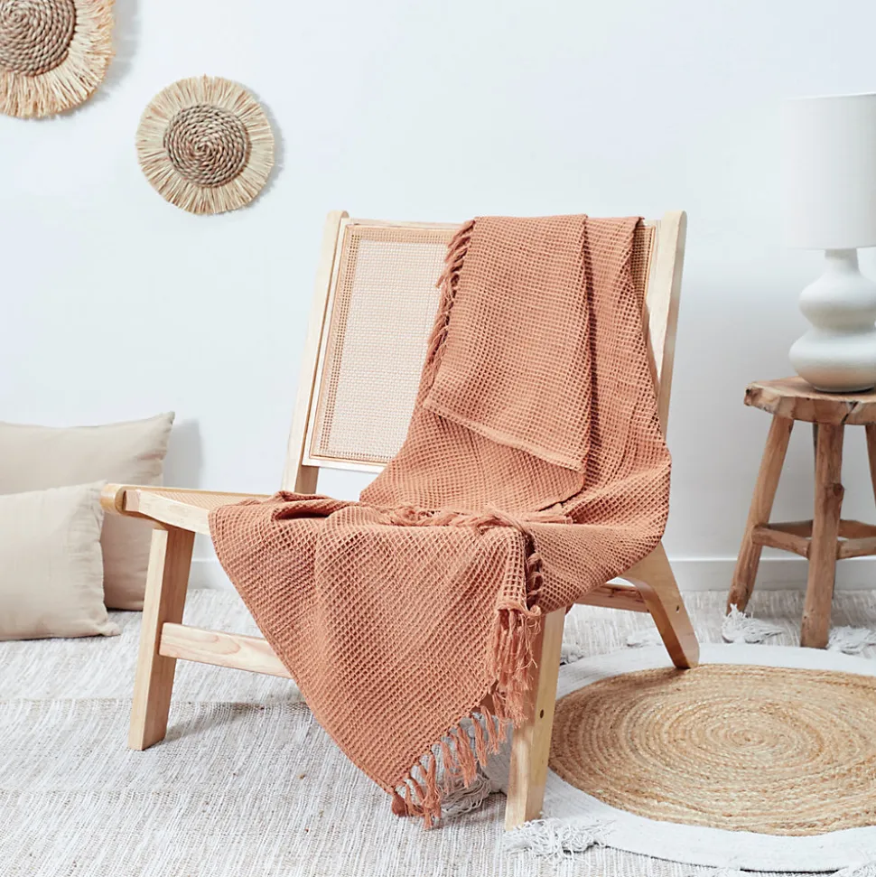 Jeté de canapé gaufré en coton 130x160 cm