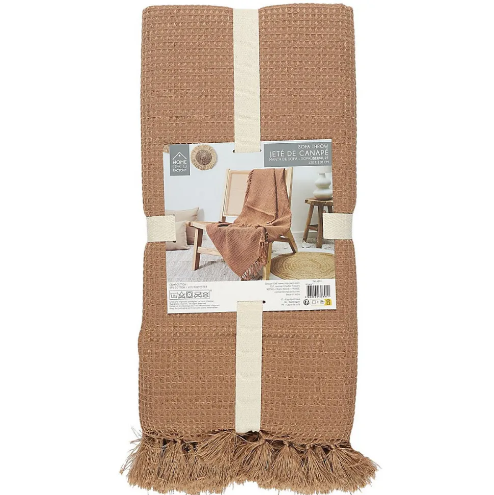 Jeté de canapé gaufré en coton 130x160 cm