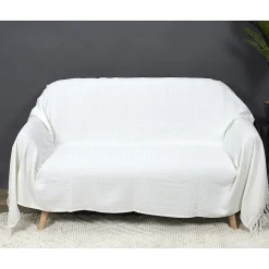 Jeté de canapé gaufré 170x250 cm ivoire
