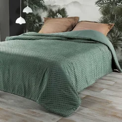 Jeté de lit à petits pompons (230x250 cm - Vert)