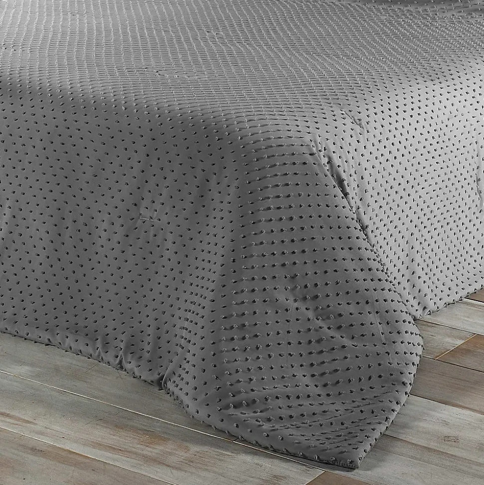 Jeté de lit à petits pompons (180x240 cm - Gris clair)