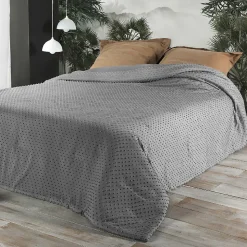 Jeté de lit à petits pompons (250x260 cm - Gris clair)