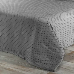 Jeté de lit à petits pompons (250x260 cm - Gris clair)