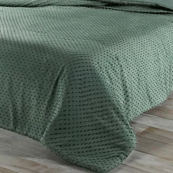 Jeté de lit à petits pompons (250x260 cm - Vert)