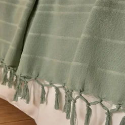 Jeté de lit Anjali 220x160 vert céladon en coton - Atmosphera