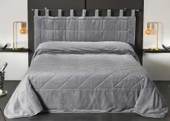 Jeté de lit aspect velours (180x240 cm - Gris clair)