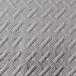 Jeté de lit aux formes géométriques surpiquées (250x260 cm - Gris clair)