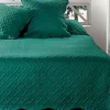 Jeté de lit aux formes géométriques surpiquées (250x260 cm - Vert)