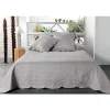 Jeté de lit aux formes géométriques surpiquées (180x240 cm - Gris clair)