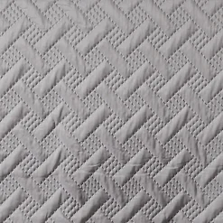Jeté de lit aux formes géométriques surpiquées (180x240 cm - Gris clair)