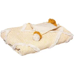 Jeté de lit "Carmen" - jaune ocre - coton tufté 130x180 cm - Atmosphera