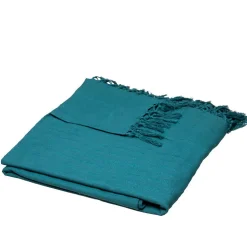 Jeté de lit en coton - bleu canard 230x250 cm - Atmosphera