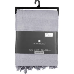 Jeté de lit en coton - gris clair 230x250 cm - Atmosphera