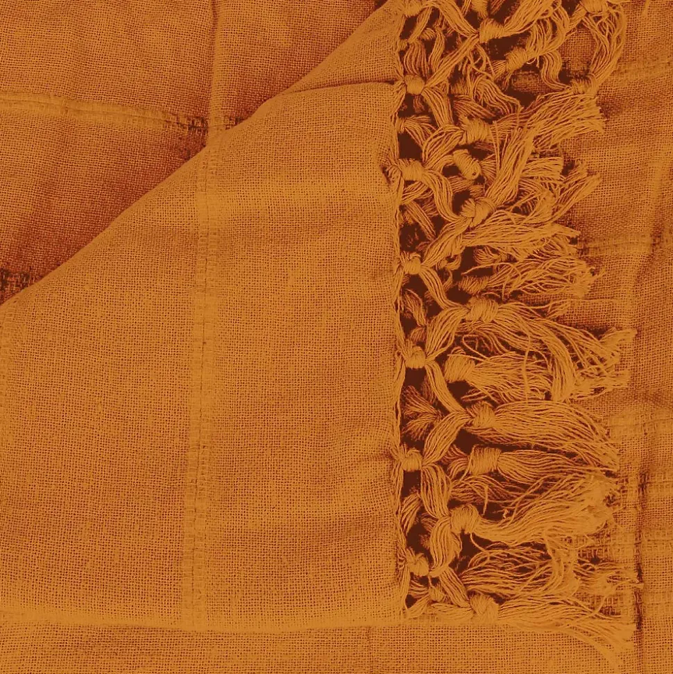 Jeté de lit en coton - jaune moutarde 160x220 cm - Atmosphera