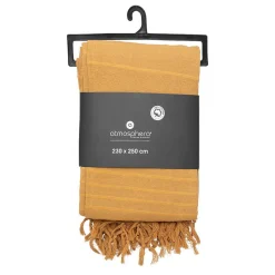 Jeté de lit en coton - jaune moutarde 230x250 cm - Atmosphera